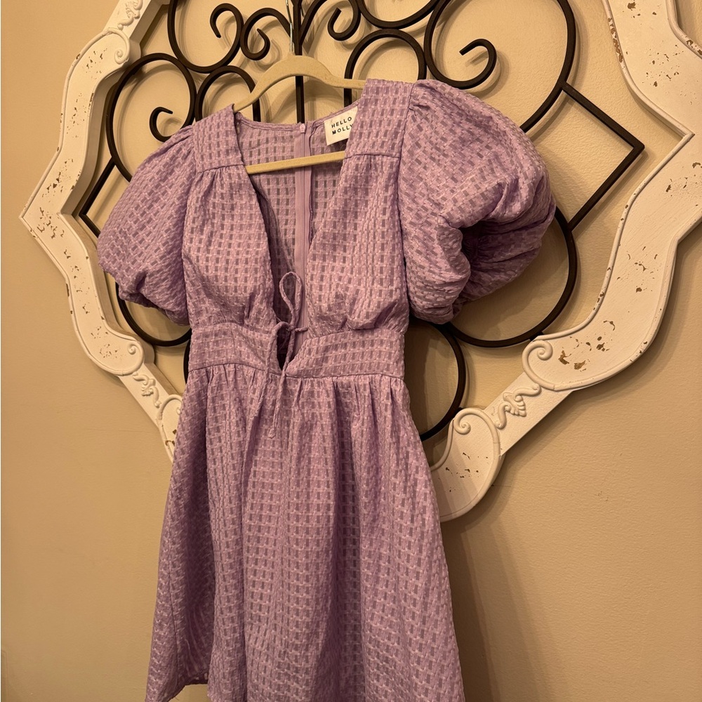 Hello Molly Purple Puff Sleeve Dress